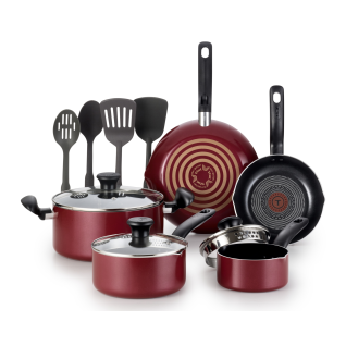 T-fal Excite 14 Piece Cookware Set, Red